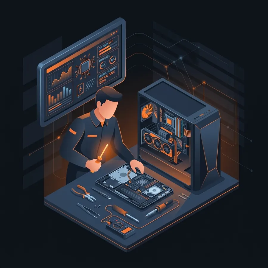 Técnico reparando una computadora